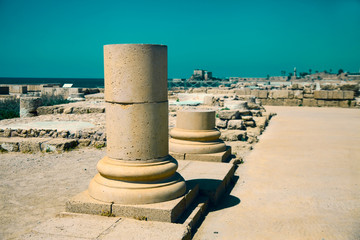 Naklejka premium Column remnants in Cesarea