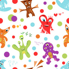 Naklejka premium Funny colorful children's seamless pattern. Vector illustration