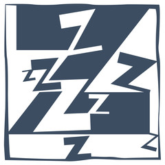 Pattern-like square decoration of letter Z, consisting of positive and negative spaces in black and white