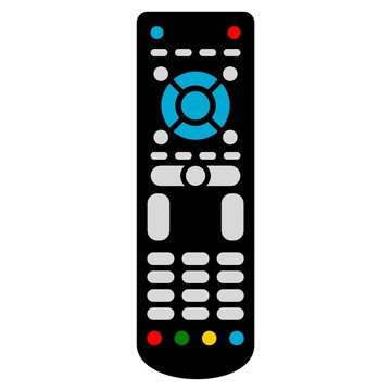 black remote control with blue buttons clip art preview