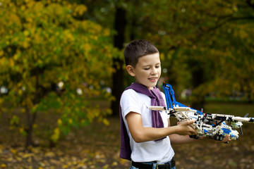 Boy holds airframe