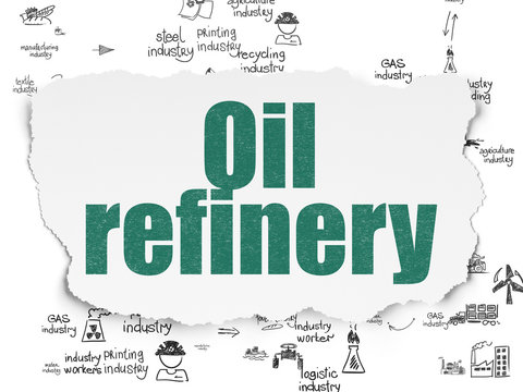 Industry concept: Oil Refinery on Torn Paper background