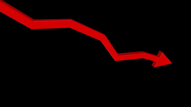 Red Arrow Heading Down 3D 4347
