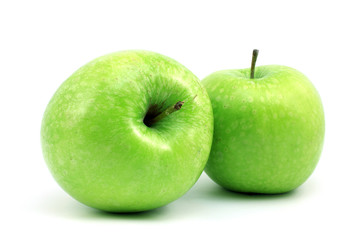 Two ripe green apples