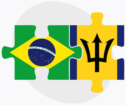 Brazil and Barbados Flags