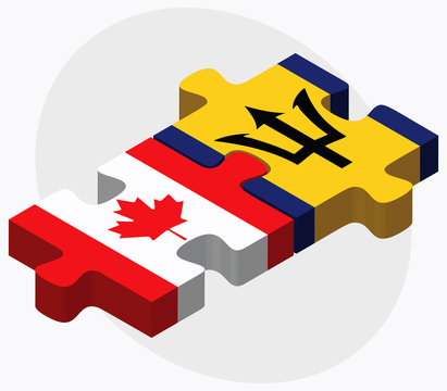 Canada and Barbados Flags