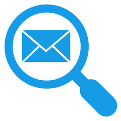 Icono aislado busqueda email azul