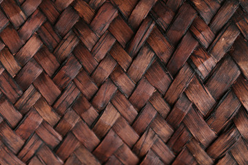 Braided wooden background , close up