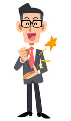 眼鏡をかけたビジネスマンが納得する