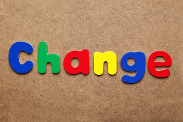 Change word made of colorful magnets