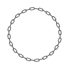 Iron chain. Circle frame of  rings of chain. Vector illustration