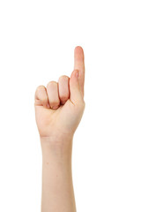 Obraz premium Child hand on white background