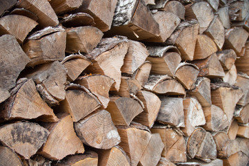 Fototapeta premium Firewood stack. Perspective view.