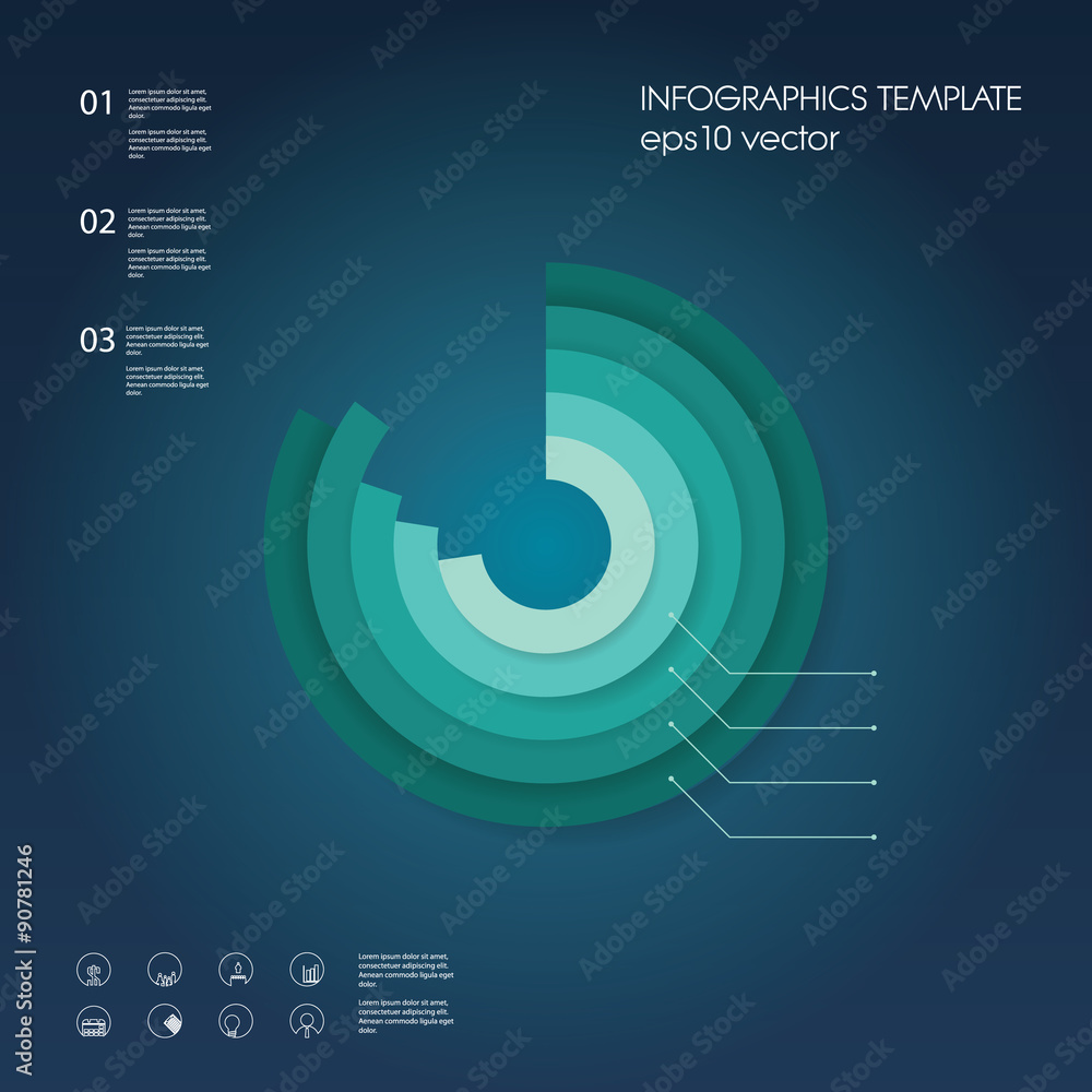 Poster pie chart infographic element. set of business icons in circle