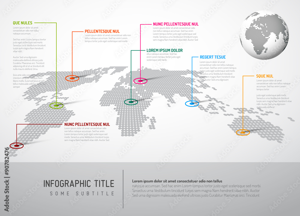 Poster light world map with pointer marks