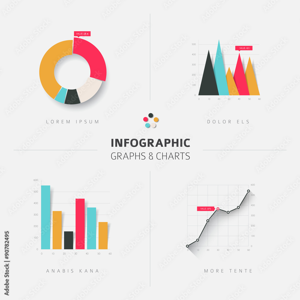 Aufkleber set of vector flat design infographic charts and graphs