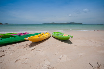 Colorful kayak on the tropical beach