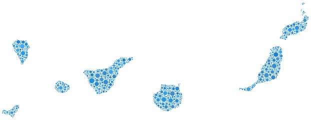 The Canary Islands in a mosaic of blue bubbles