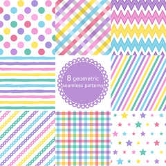 Set of 8 geometric seamless patterns