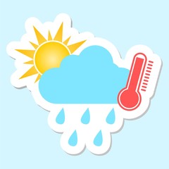Weather symbol hot and rain