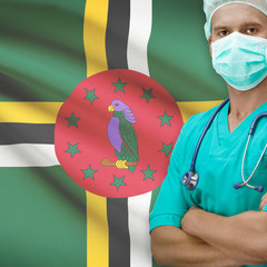 Surgeon with flag on background series - Dominica