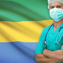 Surgeon with flag on background series - Gabon