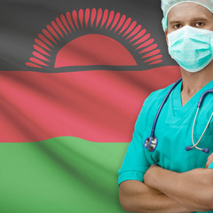Surgeon with flag on background series - Malawi