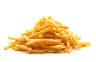 potato fry on white isolated background