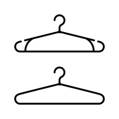 Set of two coat hanger icons. Clothes hanger vector icon
