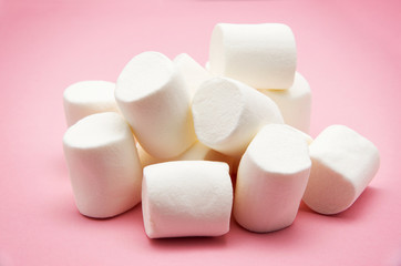 heap of marshmallow on pink