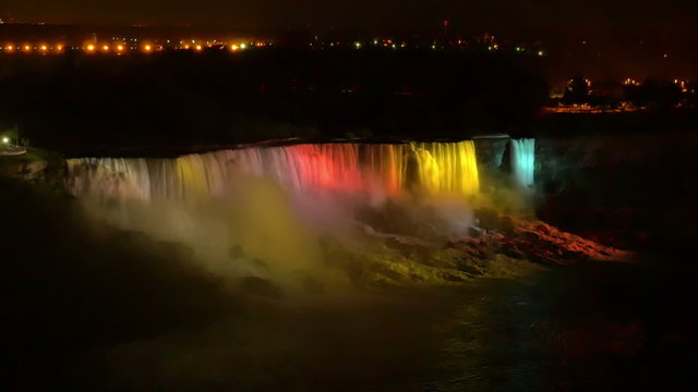 American Falls at Night with Light Show