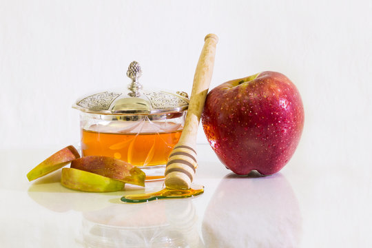 Apple with Honey White background  