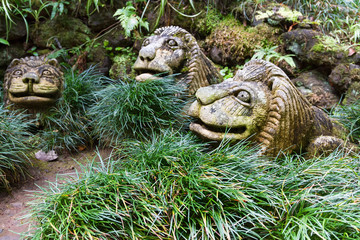Garden decoration in oriental style. Monte Palace Tropical Garden. Funchal, Portugal