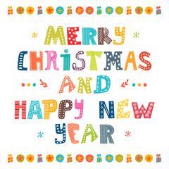 Merry Christmas and Happy New Year card. Card design perfect as