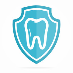 Vector logo combination of shield and tooth