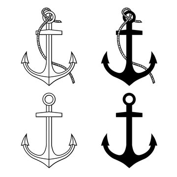 Vector set with isolated anchors. Black and white