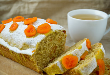 Traditional Christmas fruit cake with kumquats