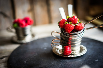 Closeup of fresh farm raised strawberries
