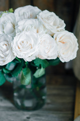 Bouquet of white pastel roses