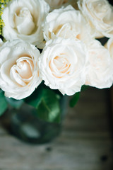 Bouquet of white pastel roses