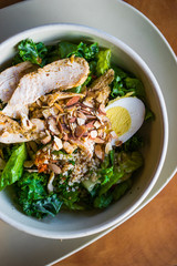 Healthy salads with vegetables and grilled chicken