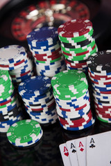 Poker Chips on a gaming concept
