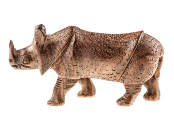 Wooden rhino figurine
