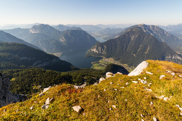 Fototapeta premium Obertraun, Lake Hallstatt - view from Dachstein-Krippenst ein 