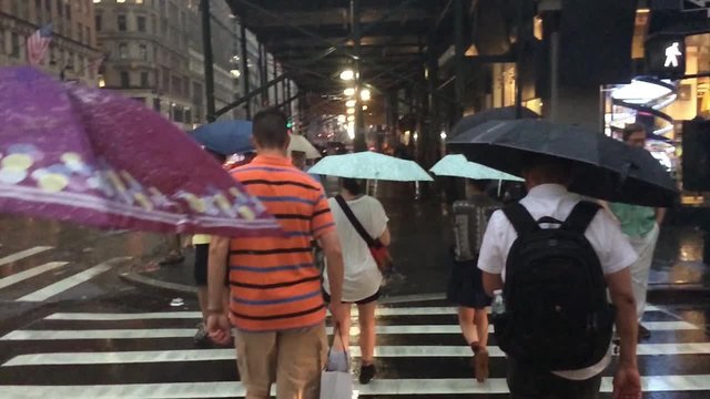 Slow Motion Manhattan Pedestrians in the Rain