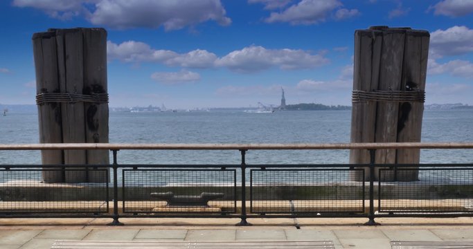 4K Ellis Island View from Battery Park
