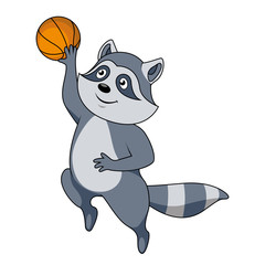 Cartoon raccoon player with ball