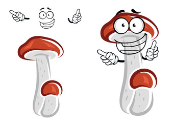 Cartoon orange cap boletus mushroom