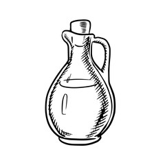 Olive oil bottle sketch with handle and cork