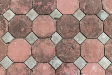 Paving octagon brick walkway The pattern of stone block paving